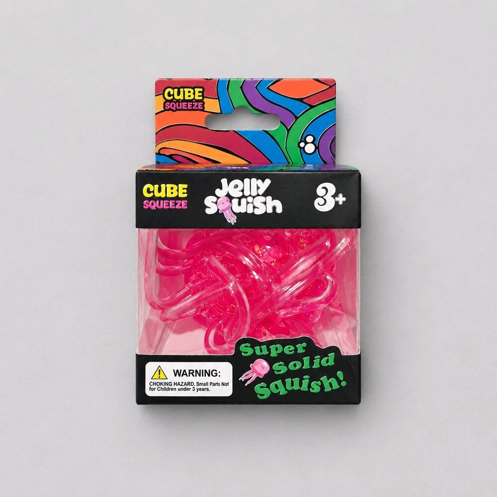 Cube Squeeze Jelly Squish Sensory Squeeze Toy Pink Super Solid Squish